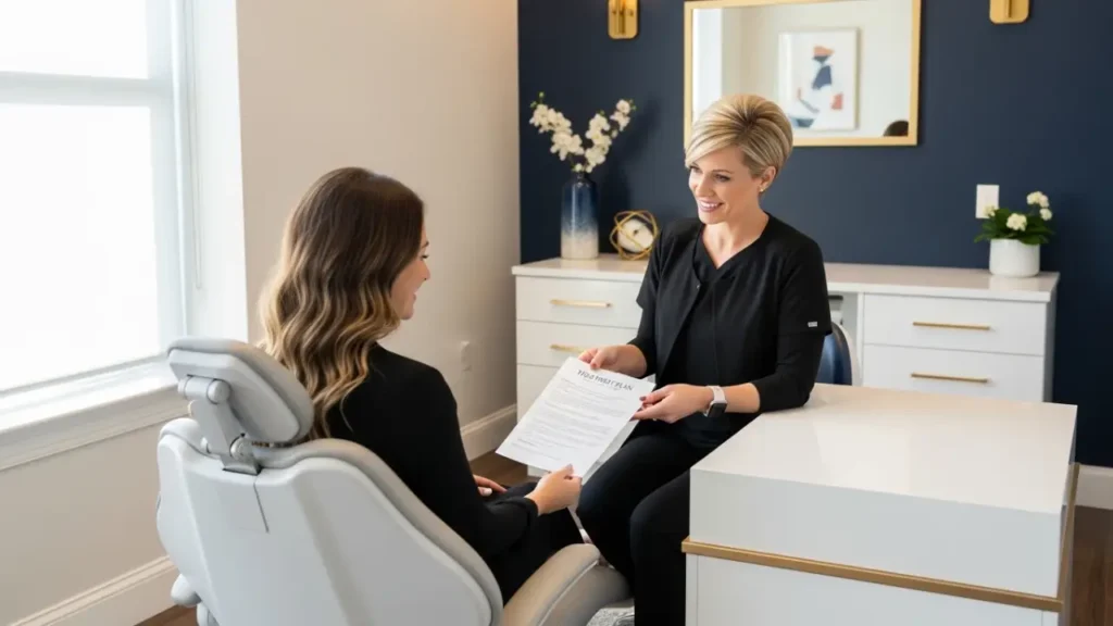 Patient reviewing smile makeover treatment plan and cost options at Al Dental Studio NYC