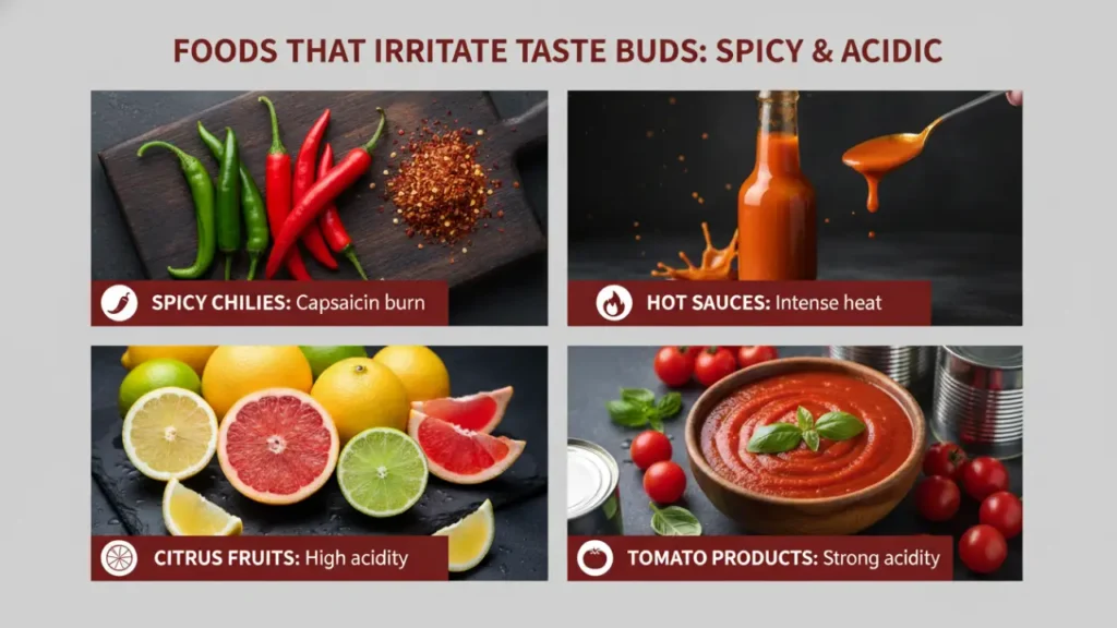 Foods that irritate taste buds