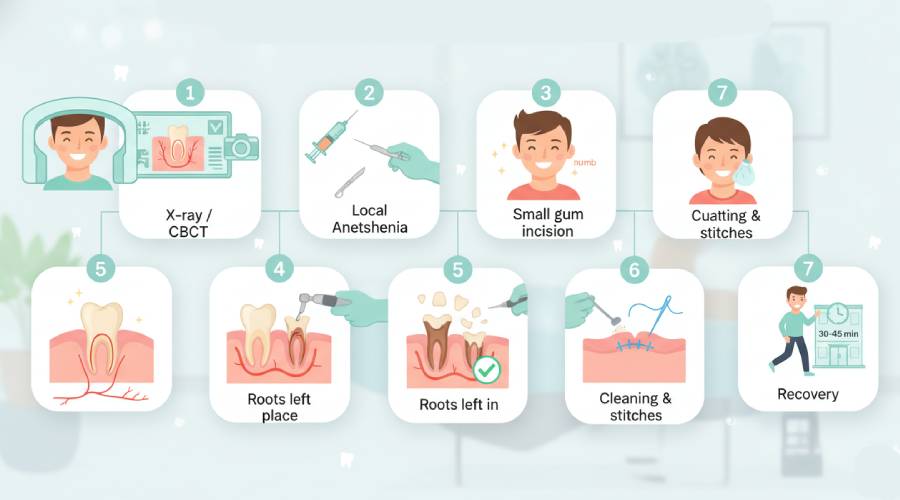 How is a coronectomy performed