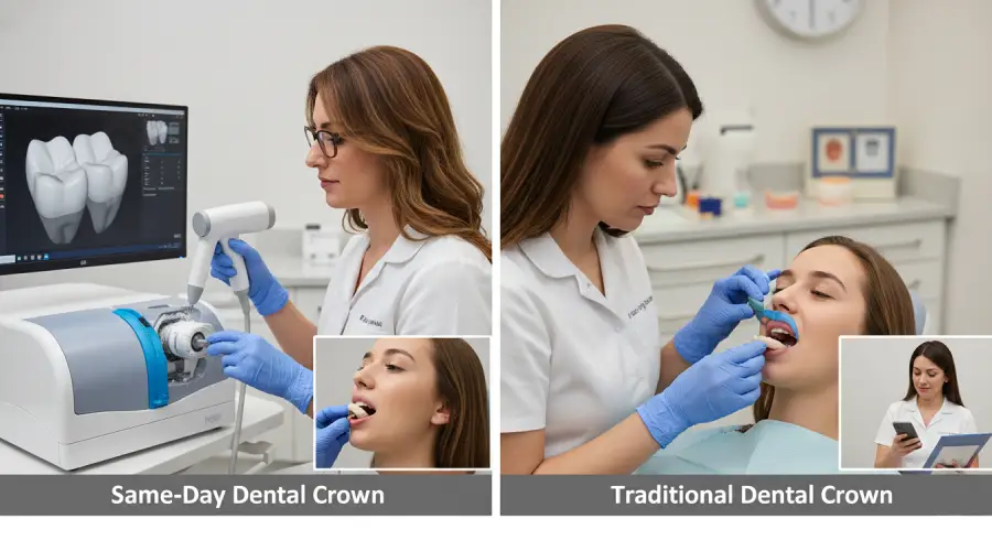 Same day vs traditional crown