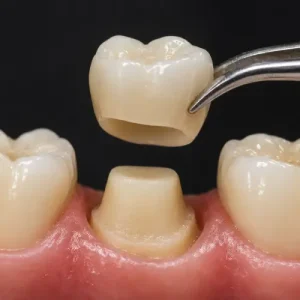 Dental Crown placement on tooth
